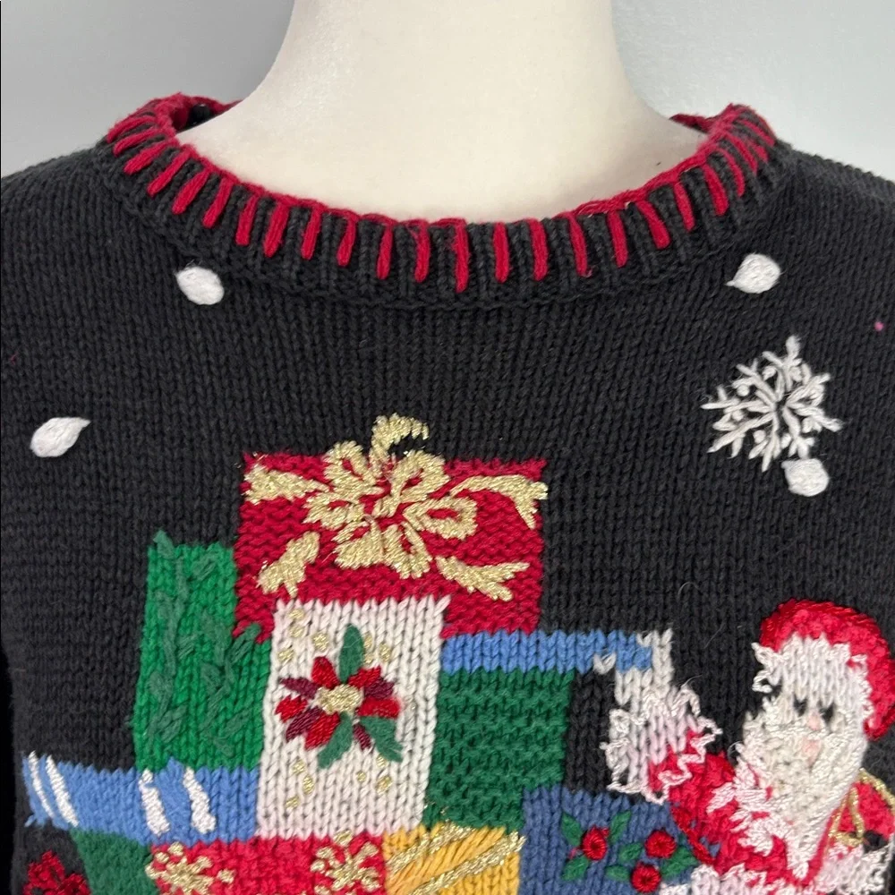 VINTAGE TIARA International Christmas Sweater Size Small Whipstitch Embroidered - Picture 5 of 12